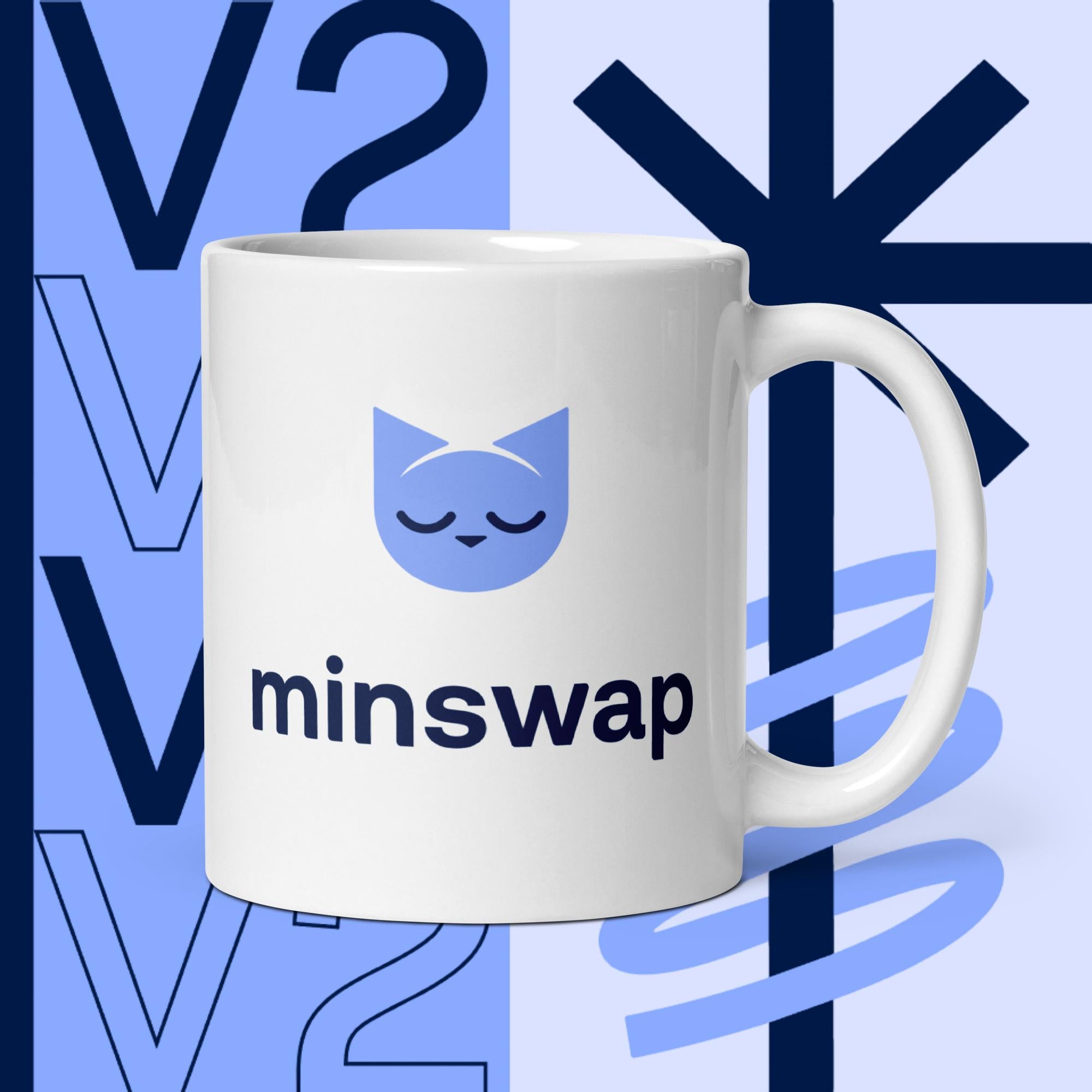 Minswap V2 Logo White glossy mug