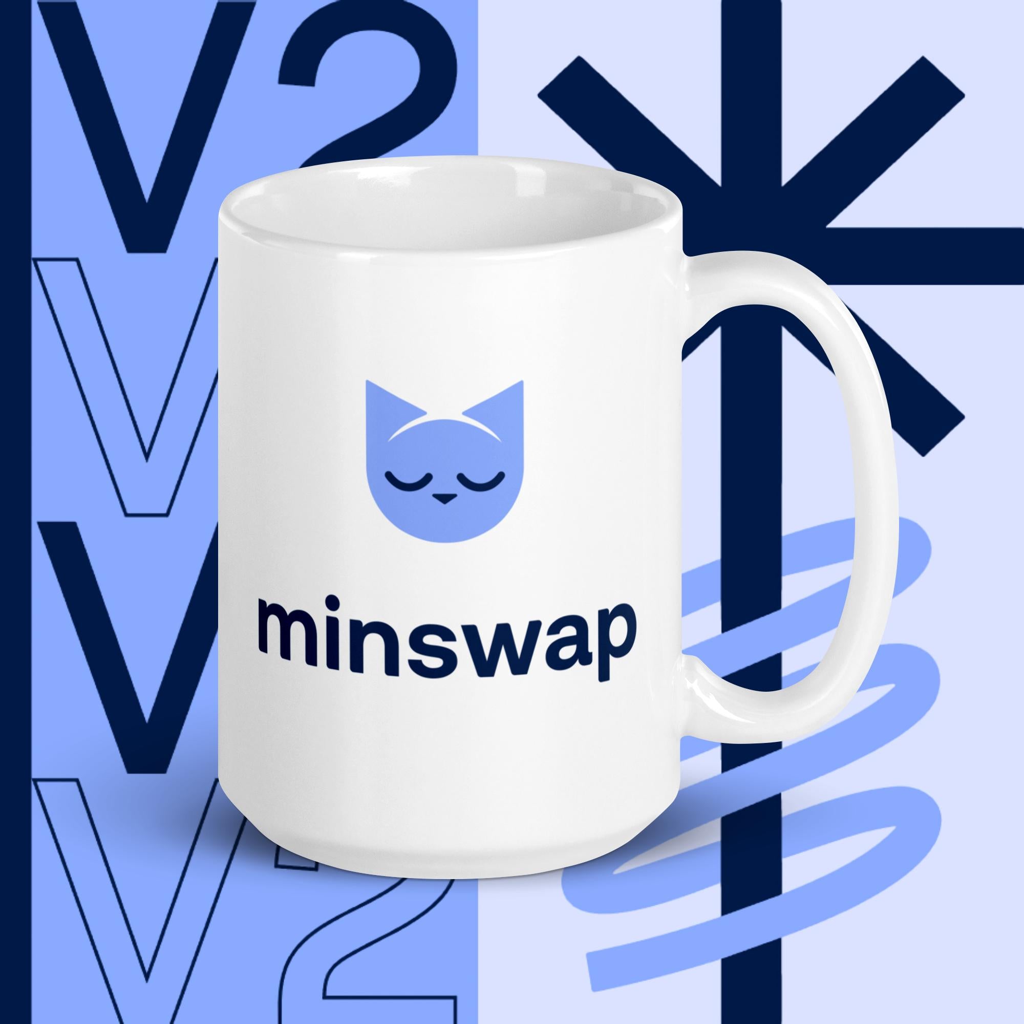 Minswap V2 Logo White glossy mug